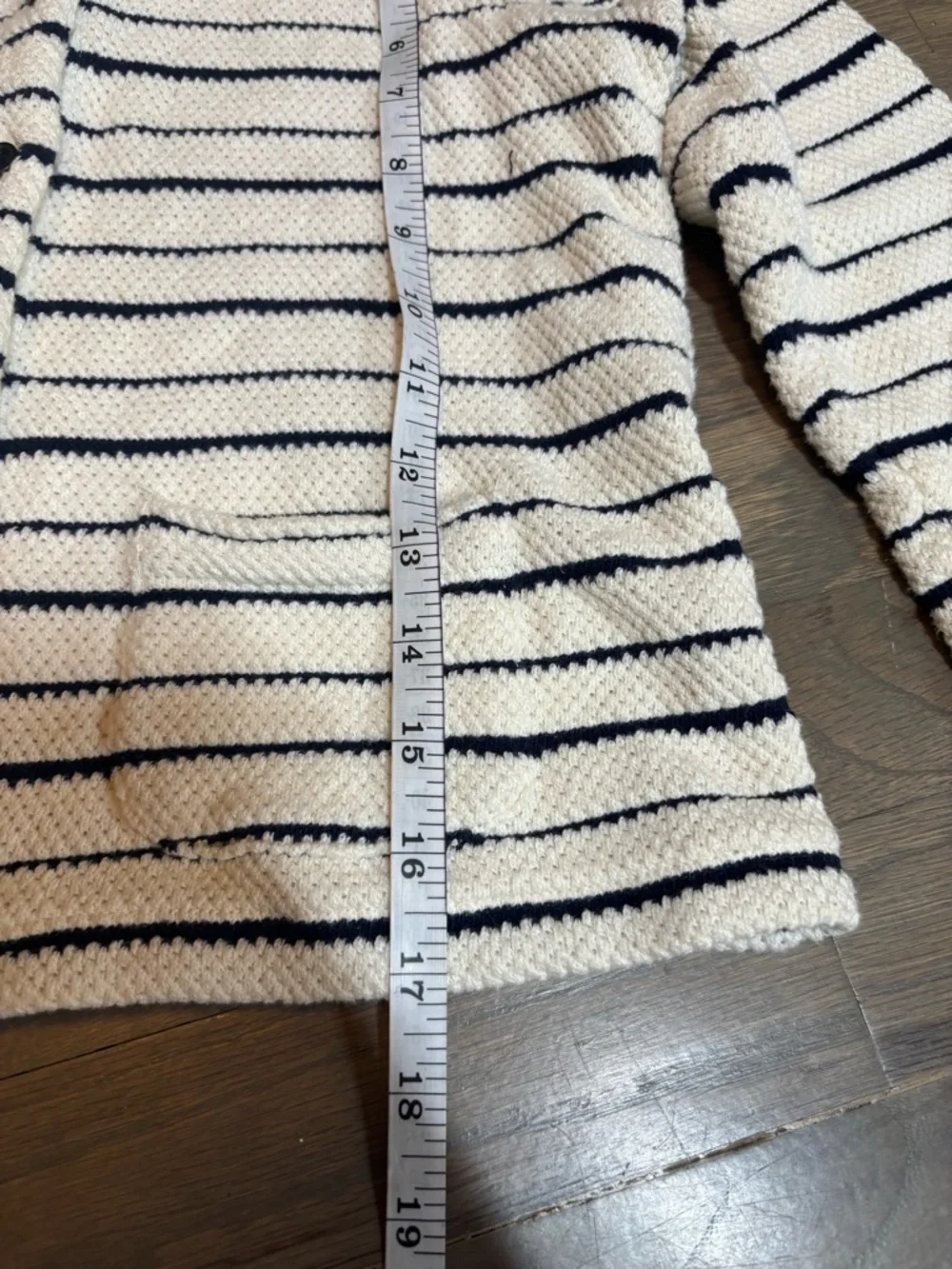 Madewell Cream and Navy Striped Button-Front Knit. XS